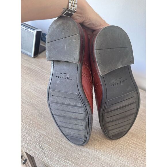 COLE HAAN Grand.Os WATSON Brown Pebble Leather Wingtip Oxford Size 11.5 - Picture 6 of 9